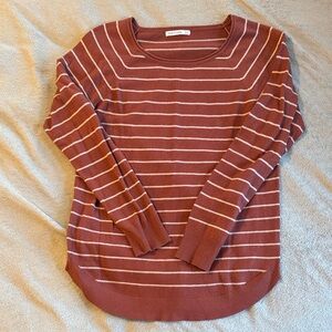 Pink Clover Women's Sweater - Rust and White Stripes